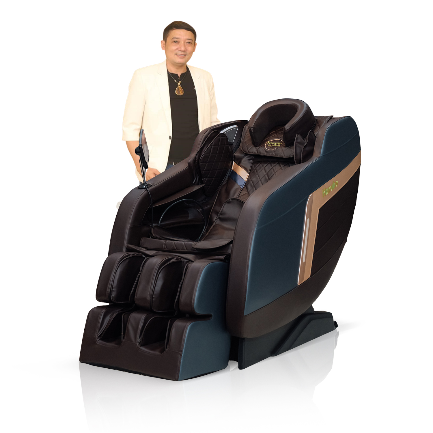Ghế massage HARUKO H7 Nâu Xanh - Image 4