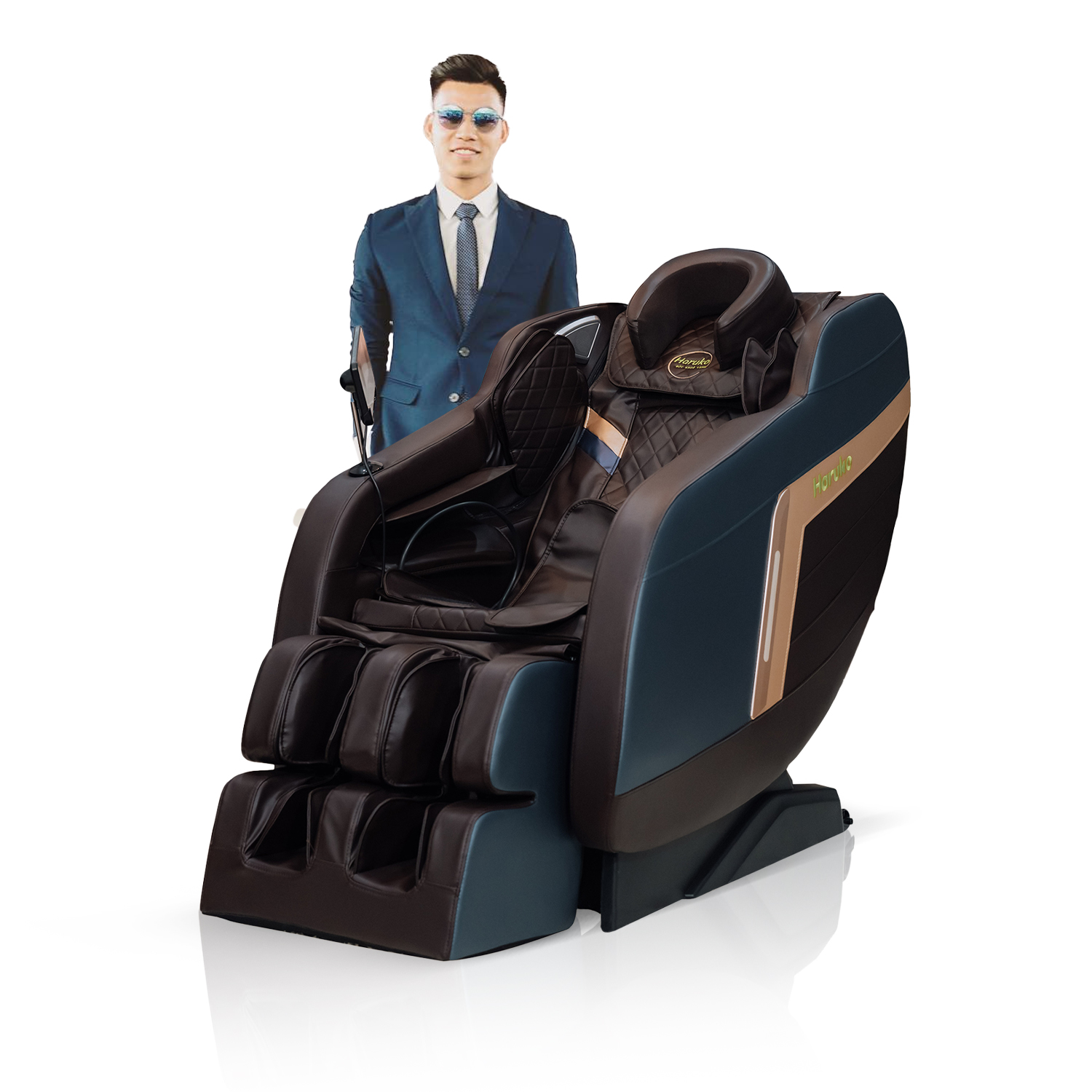 Ghế massage HARUKO H7 Nâu Xanh - Image 6